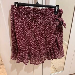 Hollister Burgundy Floral Mini Skirt